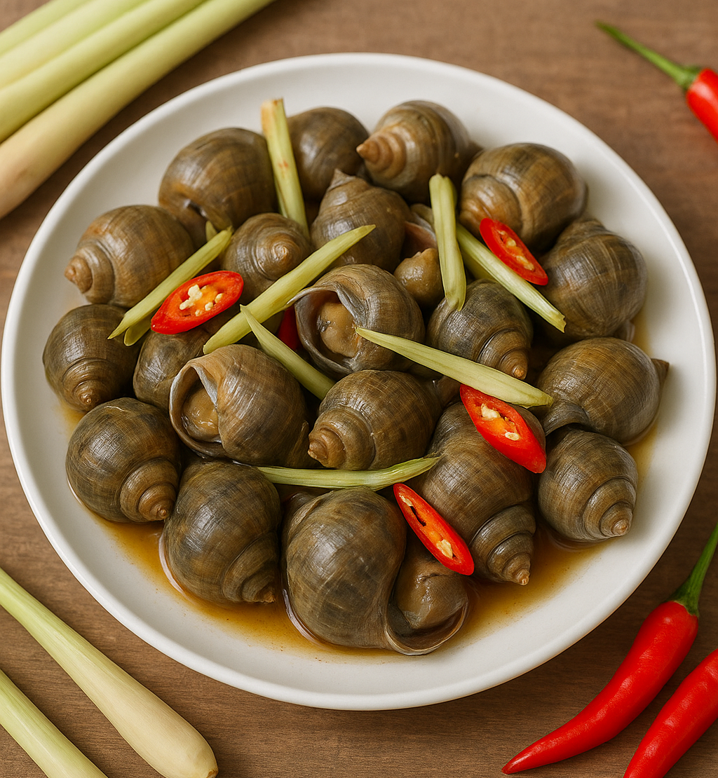 Ốc nón luộc sả ớt